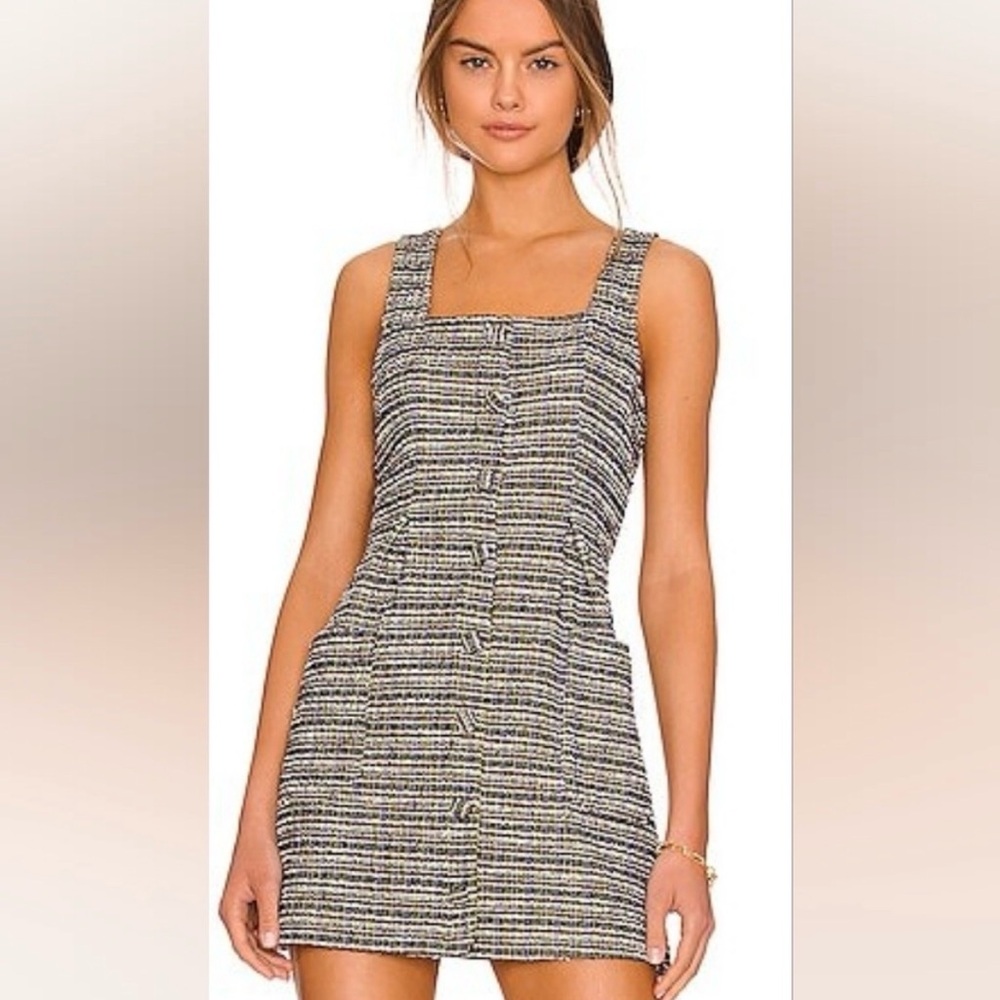 Free People Sleeveless Midnight Combo Multicolor Textured Tweed Dress NWT